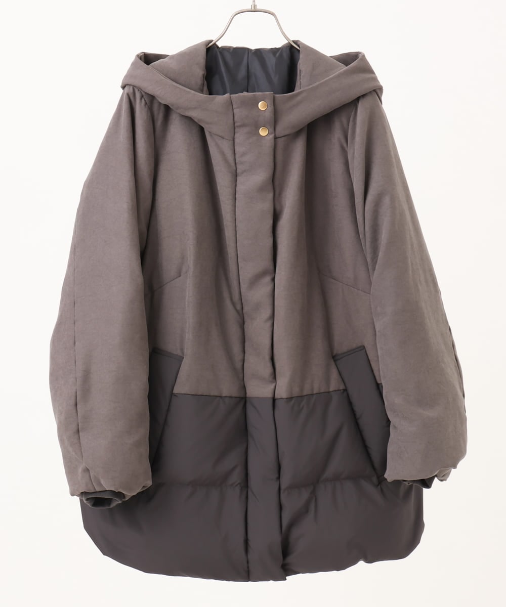 OLJAG03299 eur3(エウルキューブ) 【大きいサイズ】ブロッキングダウンジャケット ダークグレー