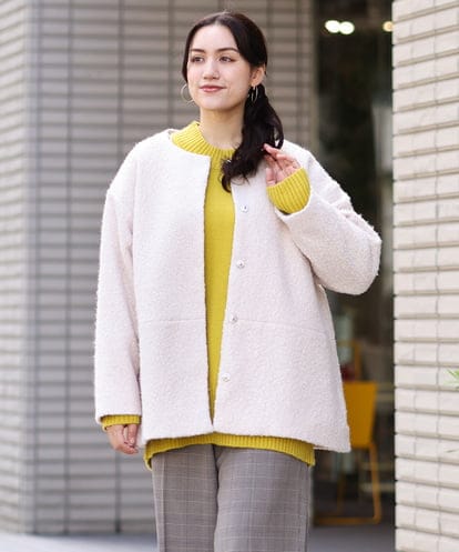 OLJAV12139 eur3 【大きいサイズ】フェイクリングウールコート