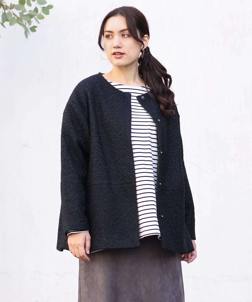 OLJAV12139 eur3 【大きいサイズ】フェイクリングウールコート