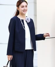 OLJBA03239 eur3(エウルキューブ) 【大きいサイズ/11号サイズあり/B-move JK】ノーカラーツイードジャケット ネイビー(57)