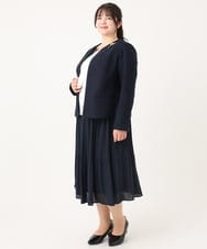 OLJBA03239 eur3(エウルキューブ) 【大きいサイズ/11号サイズあり/B-move JK】ノーカラーツイードジャケット ネイビー(57)