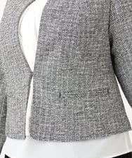 OLJBA03239 eur3(エウルキューブ) 【大きいサイズ/11号サイズあり/B-move JK】ノーカラーツイードジャケット ダークグレー(93)