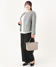 OLJBA03239 eur3(エウルキューブ) 【大きいサイズ/11号サイズあり/B-move JK】ノーカラーツイードジャケット ダークグレー(93)