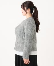 OLJBA03239 eur3(エウルキューブ) 【大きいサイズ/11号サイズあり/B-move JK】ノーカラーツイードジャケット ダークグレー(93)