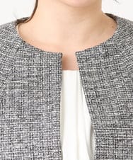 OLJBA03239 eur3(エウルキューブ) 【大きいサイズ/11号サイズあり/B-move JK】ノーカラーツイードジャケット ダークグレー(93)