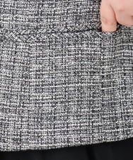 OLJBD10239 eur3(エウルキューブ) 【WEB先行販売】【大きいサイズ】ノーカラーツイードジャケット ダークグレー(93)