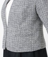 OLJBD10239 eur3(エウルキューブ) 【WEB先行販売】【大きいサイズ】ノーカラーツイードジャケット ダークグレー(93)