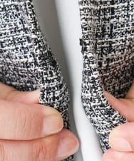 OLJBD10239 eur3(エウルキューブ) 【WEB先行販売】【大きいサイズ】ノーカラーツイードジャケット ダークグレー(93)