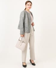 OLJBD10239 eur3(エウルキューブ) 【大きいサイズ】ノーカラーツイードジャケット ダークグレー(93)