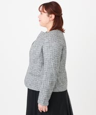 OLJBD10239 eur3(エウルキューブ) 【WEB先行販売】【大きいサイズ】ノーカラーツイードジャケット ダークグレー(93)