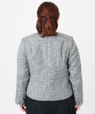 OLJBD10239 eur3(エウルキューブ) 【WEB先行販売】【大きいサイズ】ノーカラーツイードジャケット ダークグレー(93)