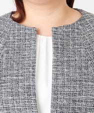 OLJBD10239 eur3(エウルキューブ) 【WEB先行販売】【大きいサイズ】ノーカラーツイードジャケット ダークグレー(93)