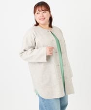 OLJBD90159 eur3(エウルキューブ) 【大きいサイズ】ウールライクノーカラージャケット ベージュ(82)