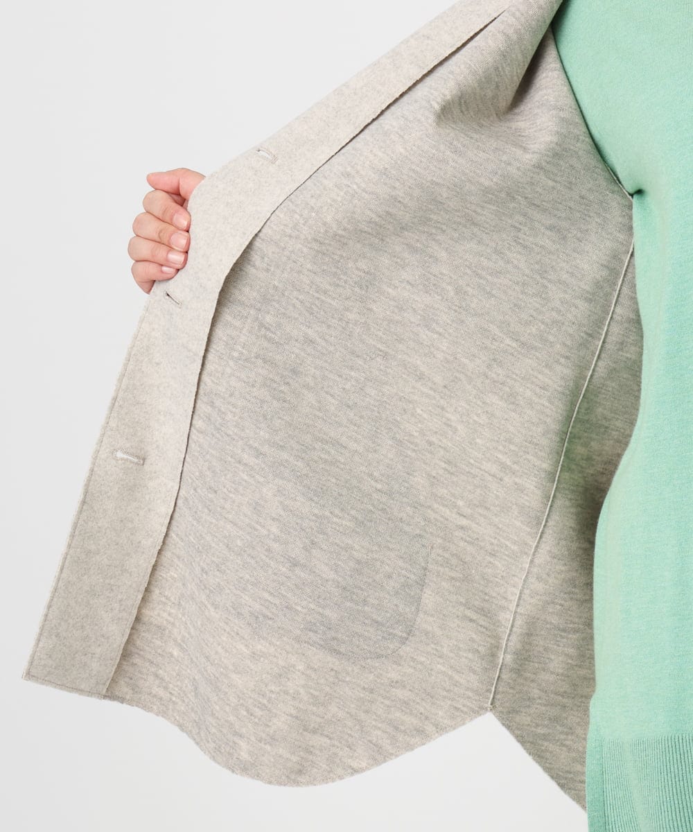 OLJBD90159 eur3(エウルキューブ) 【大きいサイズ】ウールライクノーカラージャケット ベージュ(82)