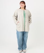 OLJBD90159 eur3(エウルキューブ) 【大きいサイズ】ウールライクノーカラージャケット ベージュ(82)