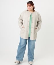 OLJBD90159 eur3(エウルキューブ) 【大きいサイズ】ウールライクノーカラージャケット ベージュ(82)