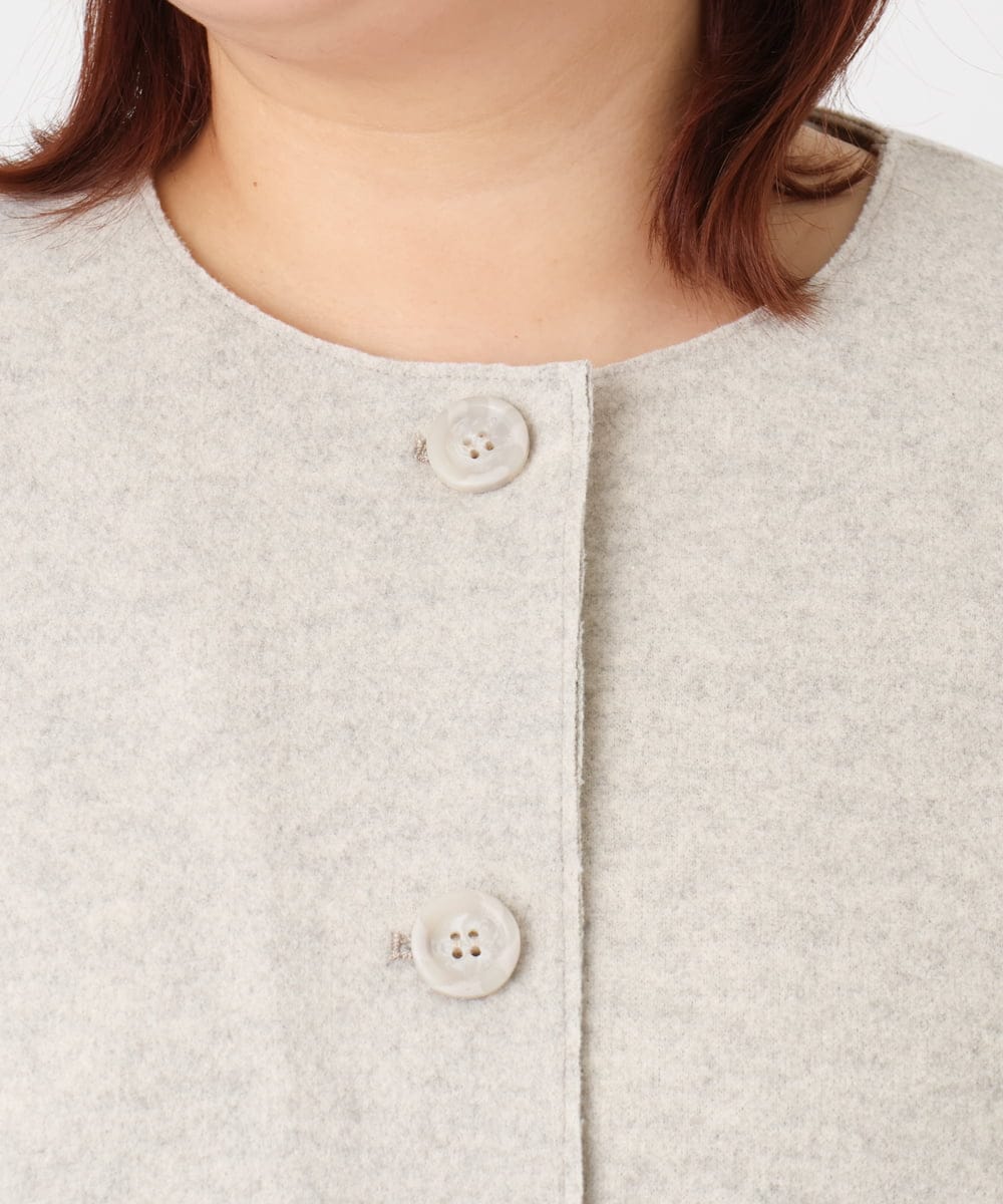 OLJBD90159 eur3(エウルキューブ) 【大きいサイズ】ウールライクノーカラージャケット ベージュ(82)