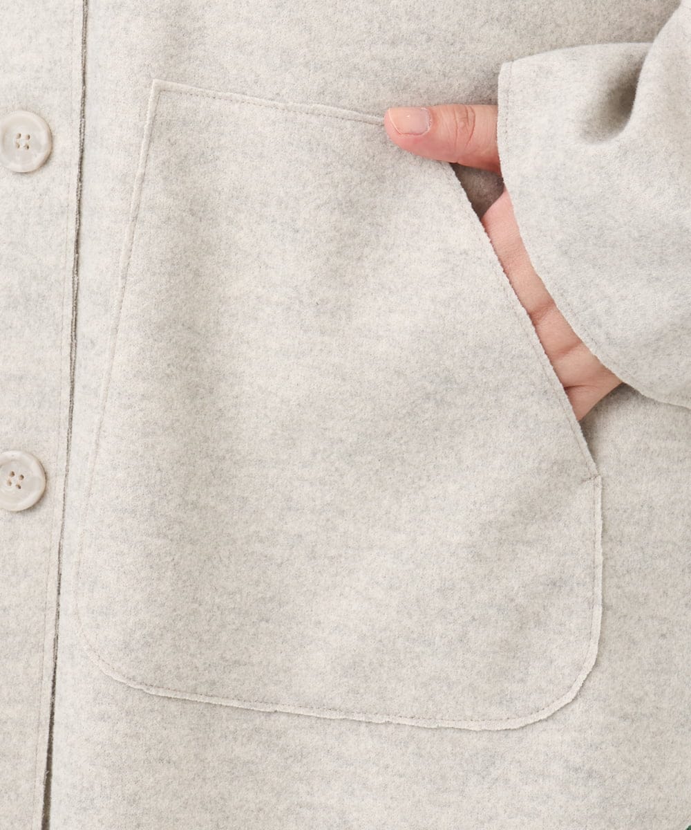 OLJBD90159 eur3(エウルキューブ) 【大きいサイズ】ウールライクノーカラージャケット ベージュ(82)