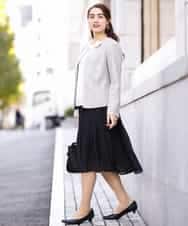 OLJBJ11189 eur3(エウルキューブ) 【大きいサイズ】動きやすいツィードノーカラージャケット ネイビー(57)