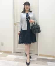 OLJBJ11189 eur3(エウルキューブ) 【大きいサイズ】動きやすいツィードノーカラージャケット ネイビー(57)