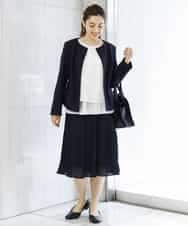 OLJBJ11189 eur3(エウルキューブ) 【大きいサイズ】動きやすいツィードノーカラージャケット ネイビー(57)