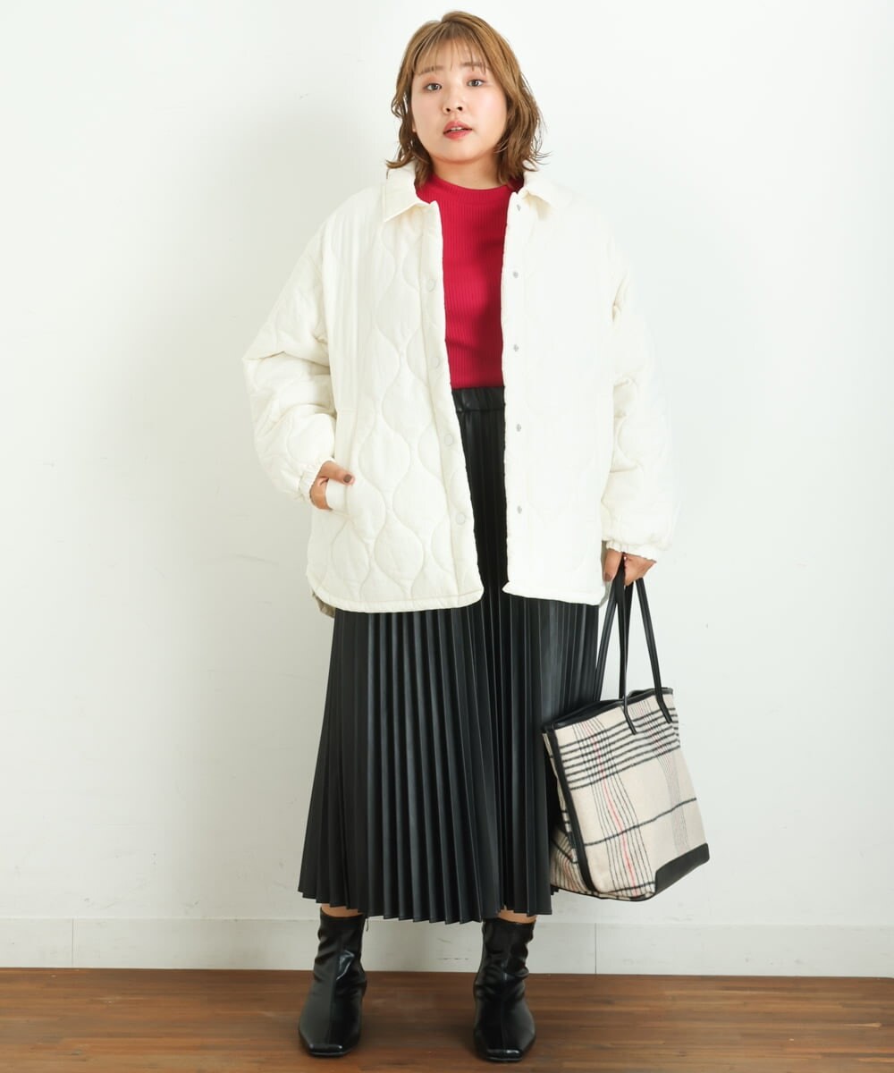 OLJBS13120 eur3(エウルキューブ) 【大きいサイズ】キルティングジャケット アイボリー(80)