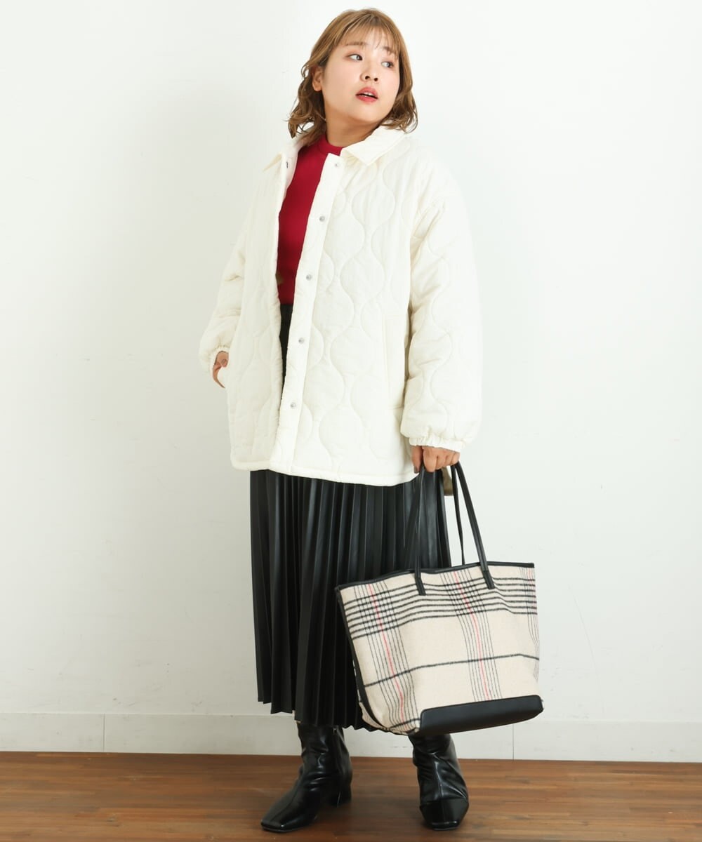 OLJBS13120 eur3(エウルキューブ) 【大きいサイズ】キルティングジャケット アイボリー(80)