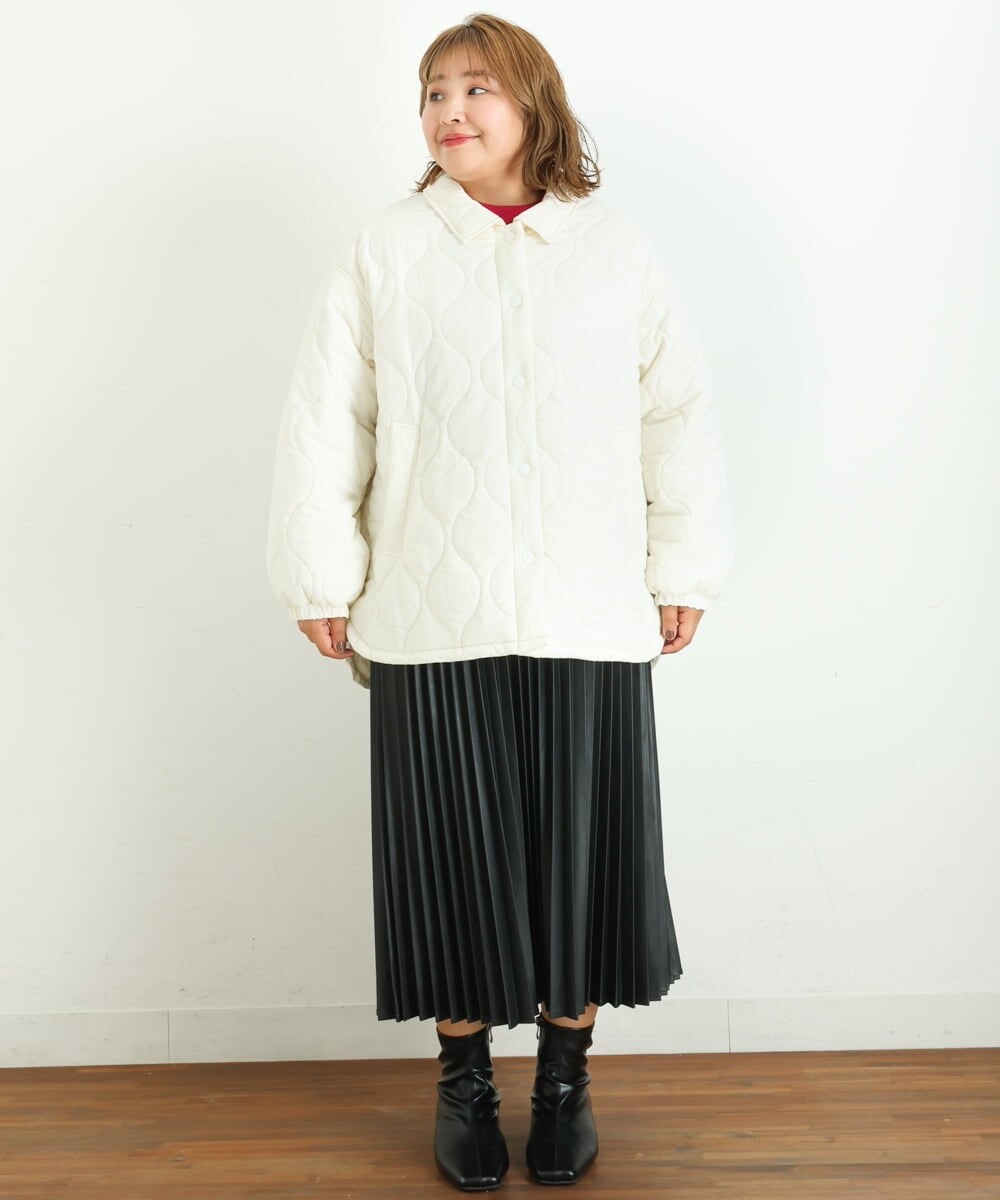 OLJBS13120 eur3(エウルキューブ) 【大きいサイズ】キルティングジャケット アイボリー(80)