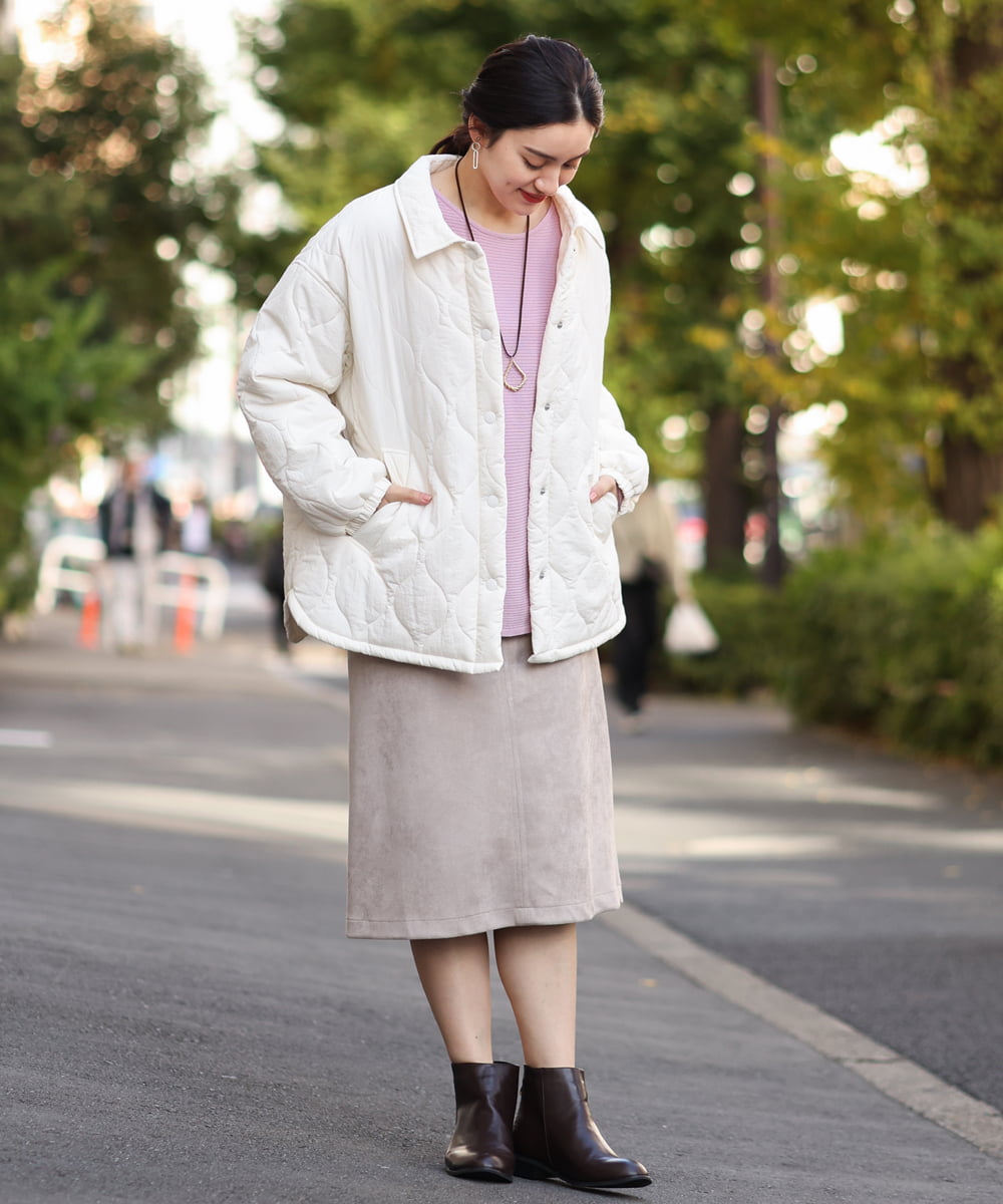 OLJBS13120 eur3(エウルキューブ) 【大きいサイズ】キルティングジャケット アイボリー(80)