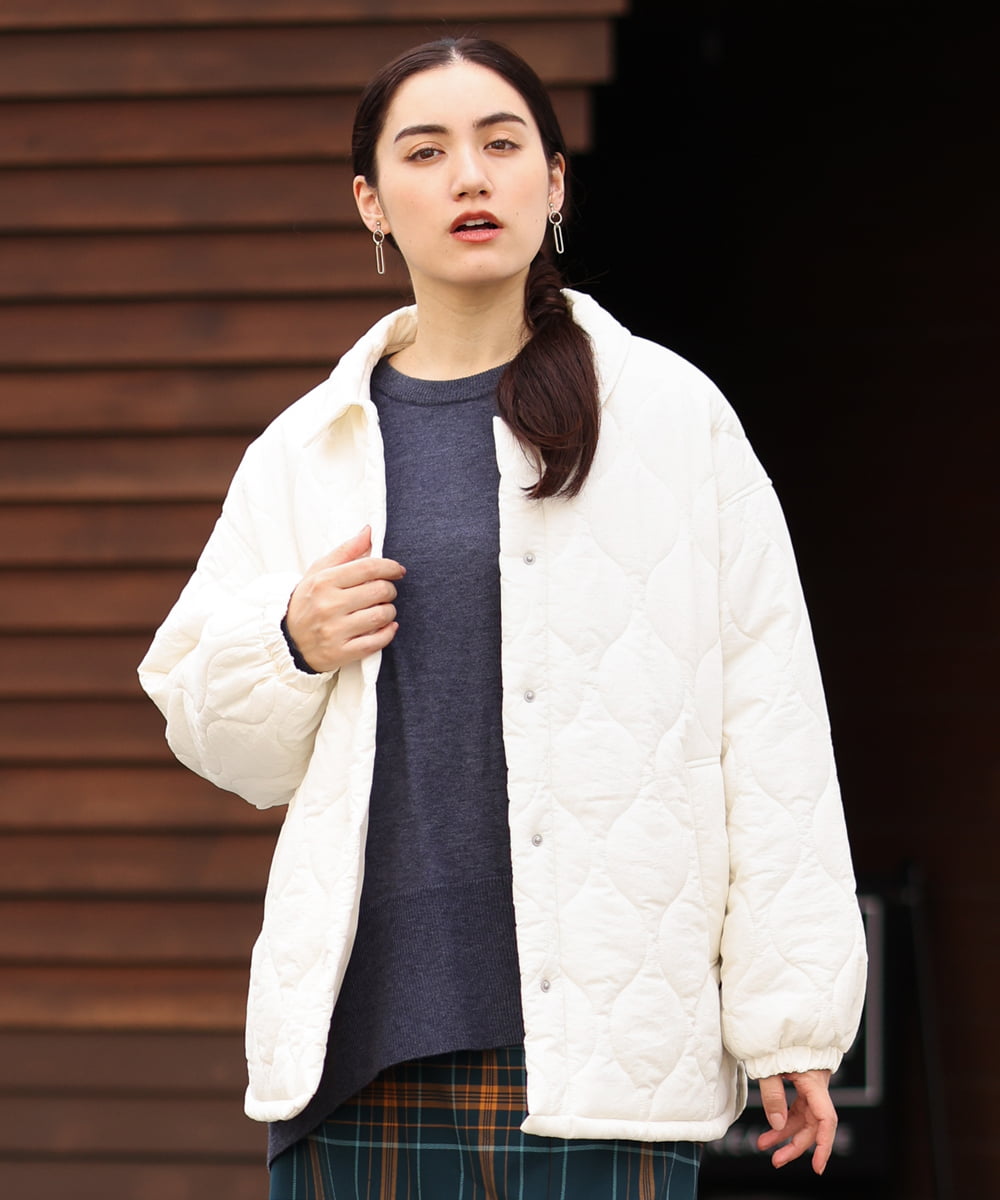 OLJBS13120 eur3(エウルキューブ) 【大きいサイズ】キルティングジャケット アイボリー(80)
