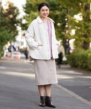 OLJBS13120 eur3(エウルキューブ) 【大きいサイズ】キルティングジャケット アイボリー(80)