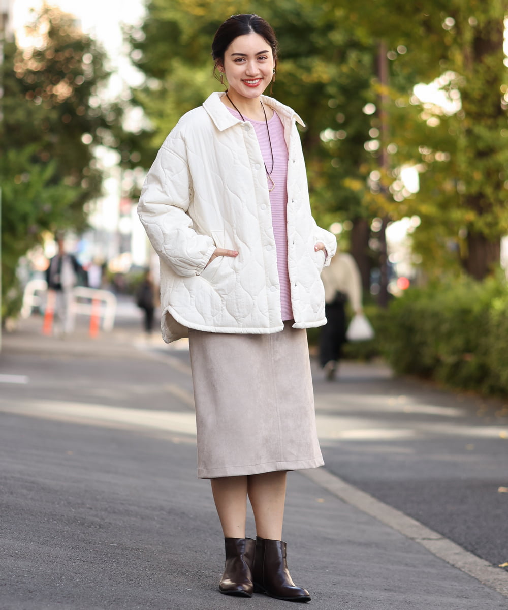 OLJBS13120 eur3(エウルキューブ) 【大きいサイズ】キルティングジャケット アイボリー(80)