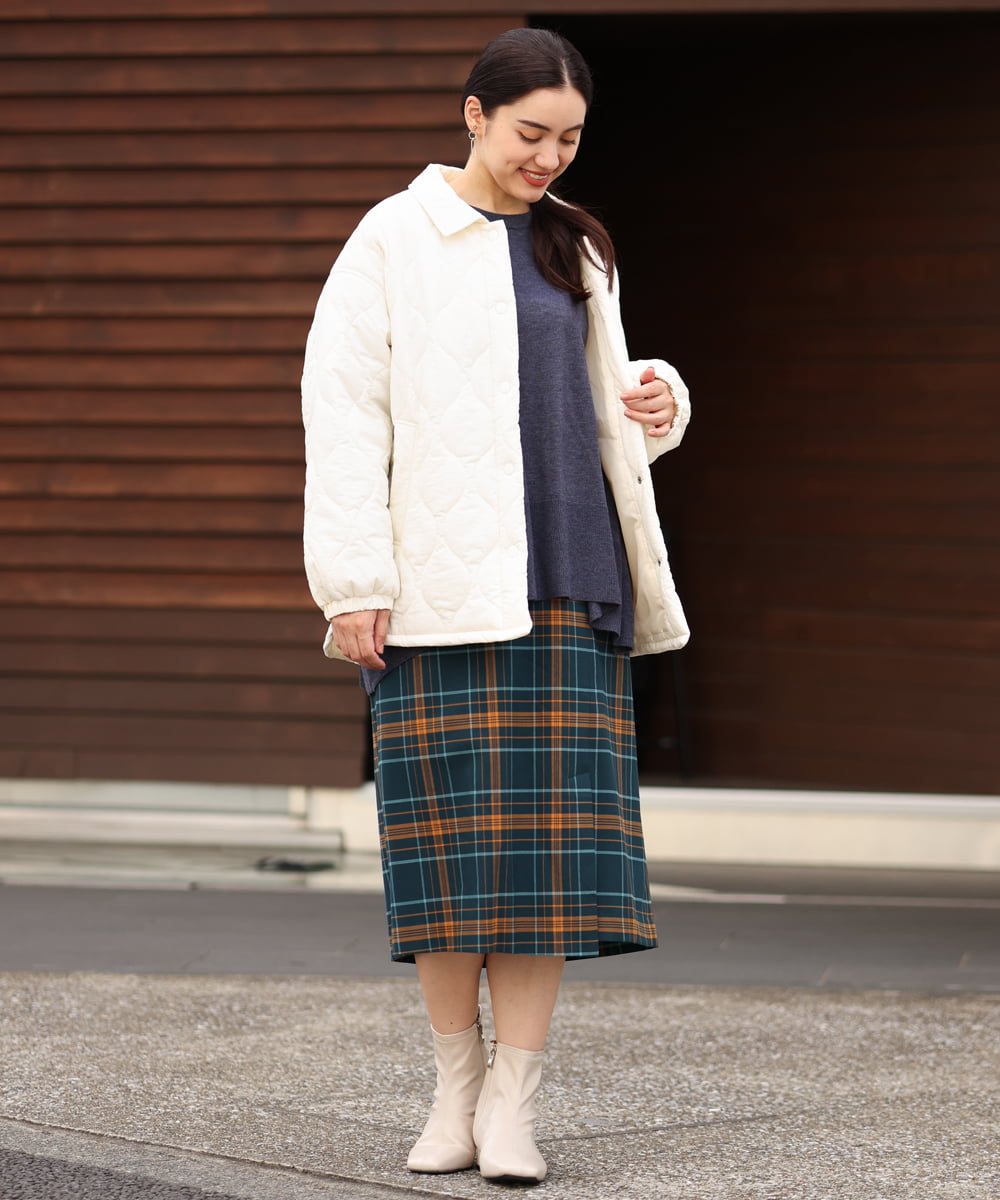 OLJBS13120 eur3(エウルキューブ) 【大きいサイズ】キルティングジャケット アイボリー(80)