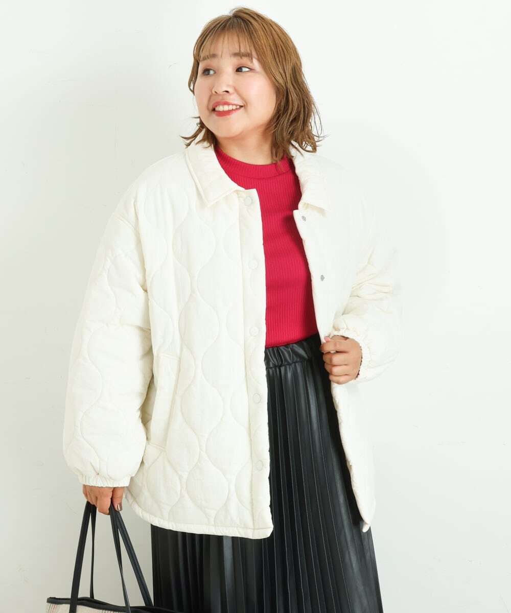 OLJBS13120 eur3(エウルキューブ) 【大きいサイズ】キルティングジャケット アイボリー(80)