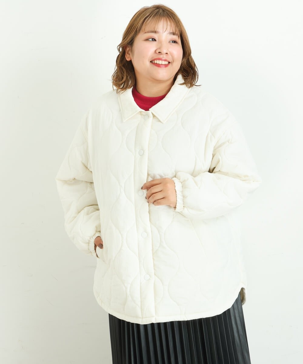 OLJBS13120 eur3(エウルキューブ) 【大きいサイズ】キルティングジャケット アイボリー(80)
