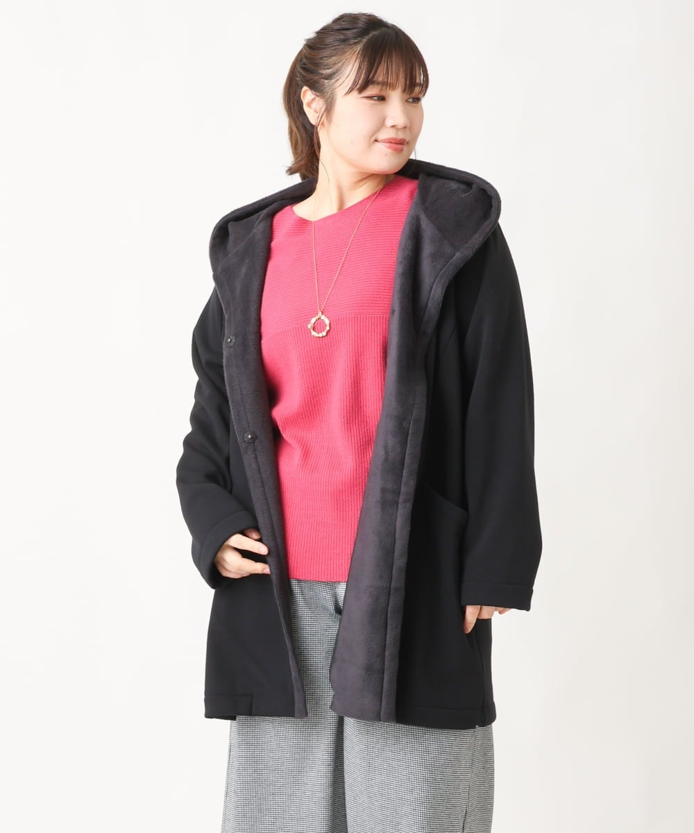 OLJBV03159 eur3(エウルキューブ) 【大きいサイズ】フーディー裏ボアアウター ブラック(94)
