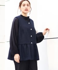 OLJDA01169 eur3(エウルキューブ) 【大きいサイズ】ツイードペプラムジレ ネイビー(57)