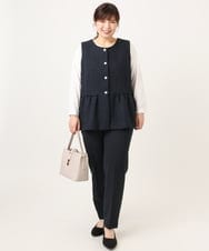 OLJDA01169 eur3(エウルキューブ) 【大きいサイズ】ツイードペプラムジレ ネイビー(57)