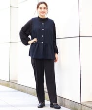 OLJDA01169 eur3(エウルキューブ) 【大きいサイズ】ツイードペプラムジレ ネイビー(57)