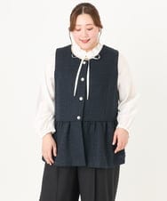OLJDA01169 eur3(エウルキューブ) 【大きいサイズ】ツイードペプラムジレ ネイビー(57)