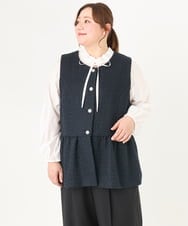OLJDA01169 eur3(エウルキューブ) 【大きいサイズ】ツイードペプラムジレ ネイビー(57)