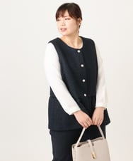 OLJDA01169 eur3(エウルキューブ) 【大きいサイズ】ツイードペプラムジレ ネイビー(57)