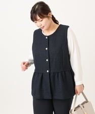 OLJDA01169 eur3(エウルキューブ) 【大きいサイズ】ツイードペプラムジレ ネイビー(57)