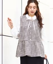 OLJDA01169 eur3(エウルキューブ) 【大きいサイズ】ツイードペプラムジレ ブラック(94)