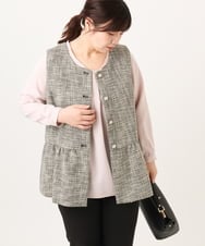 OLJDA01169 eur3(エウルキューブ) 【大きいサイズ】ツイードペプラムジレ ブラック(94)