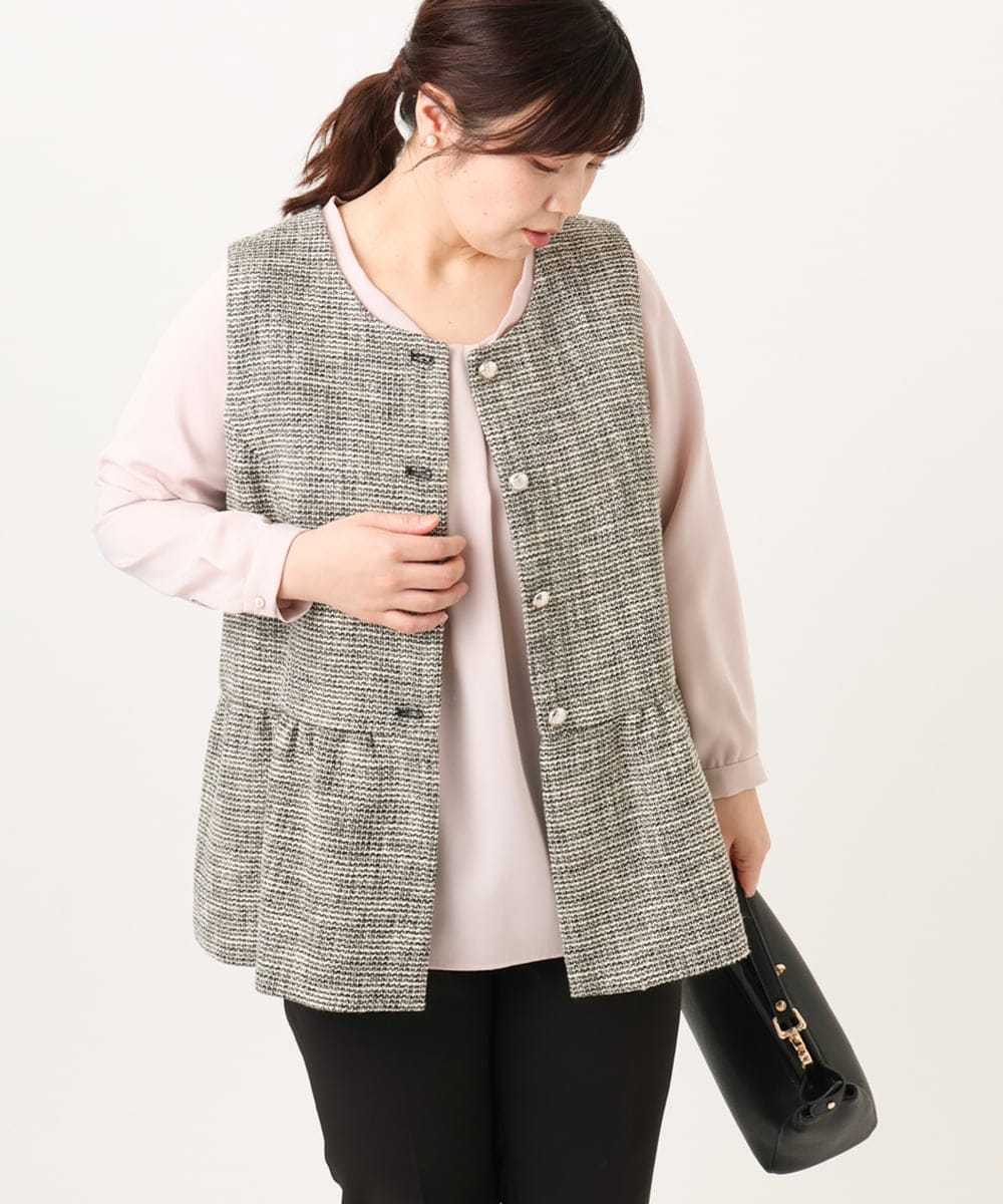 大きいサイズ】ツイードペプラムジレ(その他のジャケット・スーツ
