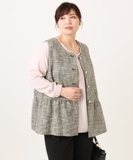 OLJDA01169 eur3(エウルキューブ) 【大きいサイズ】ツイードペプラムジレ ブラック(94)