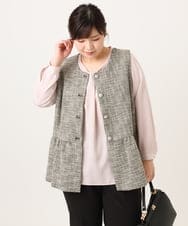 OLJDA01169 eur3(エウルキューブ) 【大きいサイズ】ツイードペプラムジレ ブラック(94)