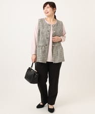 OLJDA01169 eur3(エウルキューブ) 【大きいサイズ】ツイードペプラムジレ ブラック(94)