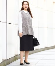 OLJDA01169 eur3(エウルキューブ) 【大きいサイズ】ツイードペプラムジレ ブラック(94)